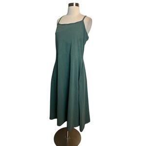 Pact Fit And Flare Midi Dress Size 2XL Olive Green With Pockets Organic Cotton
